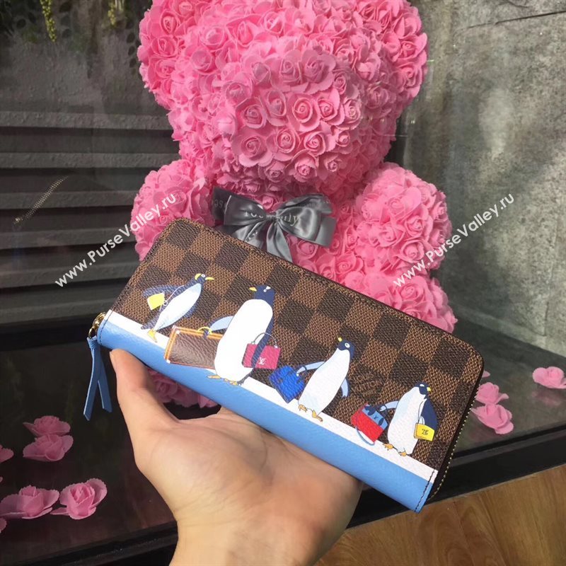 N64425 LV Louis Vuitton Clemence Wallet Purse Bag Damier Handbag Brown 6886