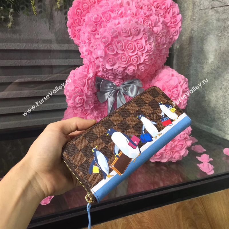 N64425 LV Louis Vuitton Clemence Wallet Purse Bag Damier Handbag Brown 6886