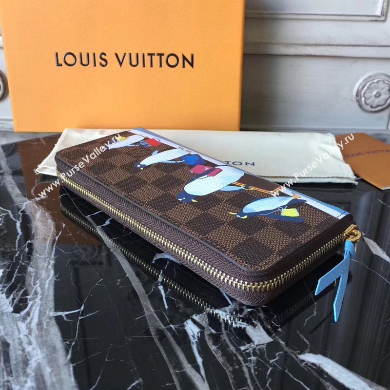 N64425 LV Louis Vuitton Clemence Wallet Purse Bag Damier Handbag Brown 6886