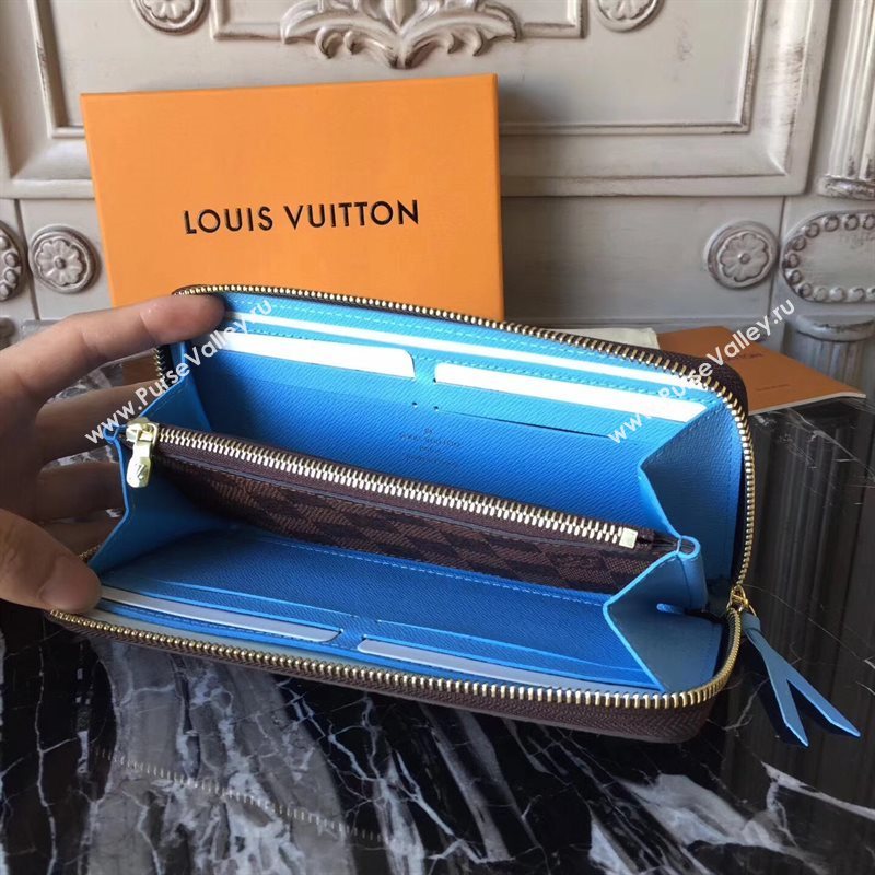 N64425 LV Louis Vuitton Clemence Wallet Purse Bag Damier Handbag Brown 6886
