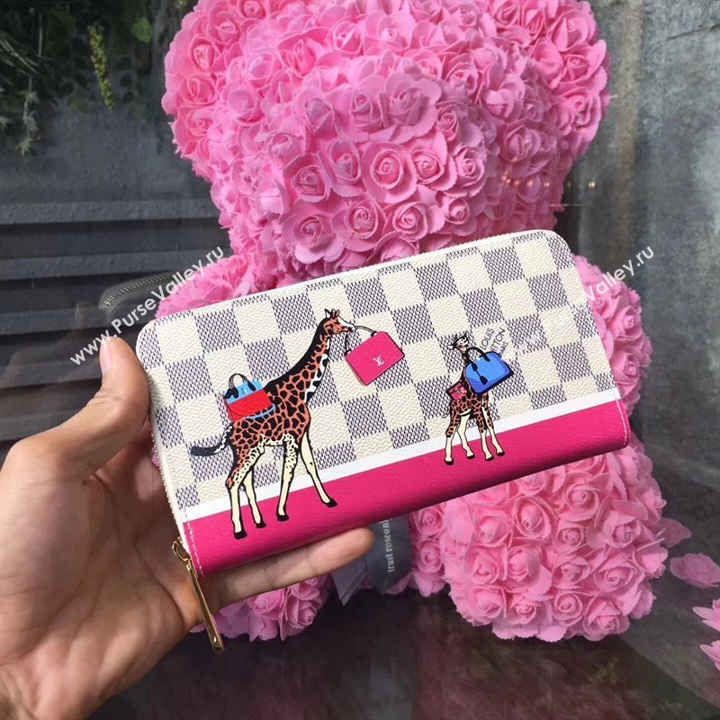 N60058 LV Louis Vuitton Zippy Wallet Purse Damier Giraffe Bag White 6888