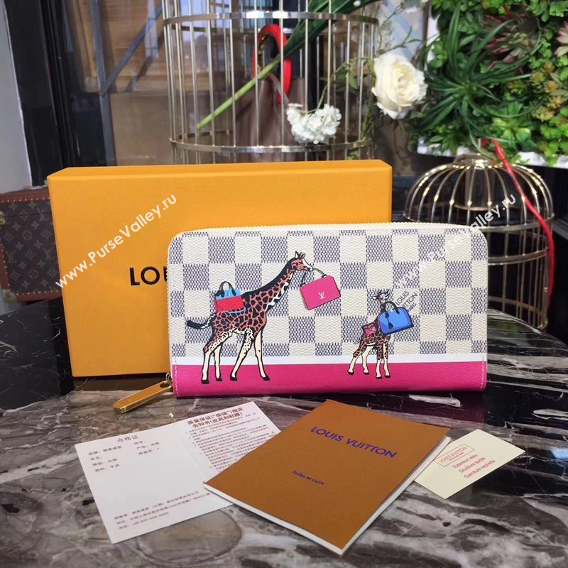 N60058 LV Louis Vuitton Zippy Wallet Purse Damier Giraffe Bag White 6888