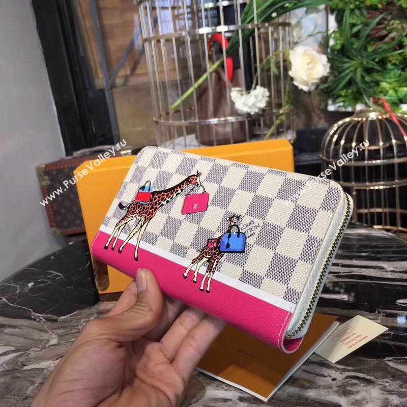 N60058 LV Louis Vuitton Zippy Wallet Purse Damier Giraffe Bag White 6888