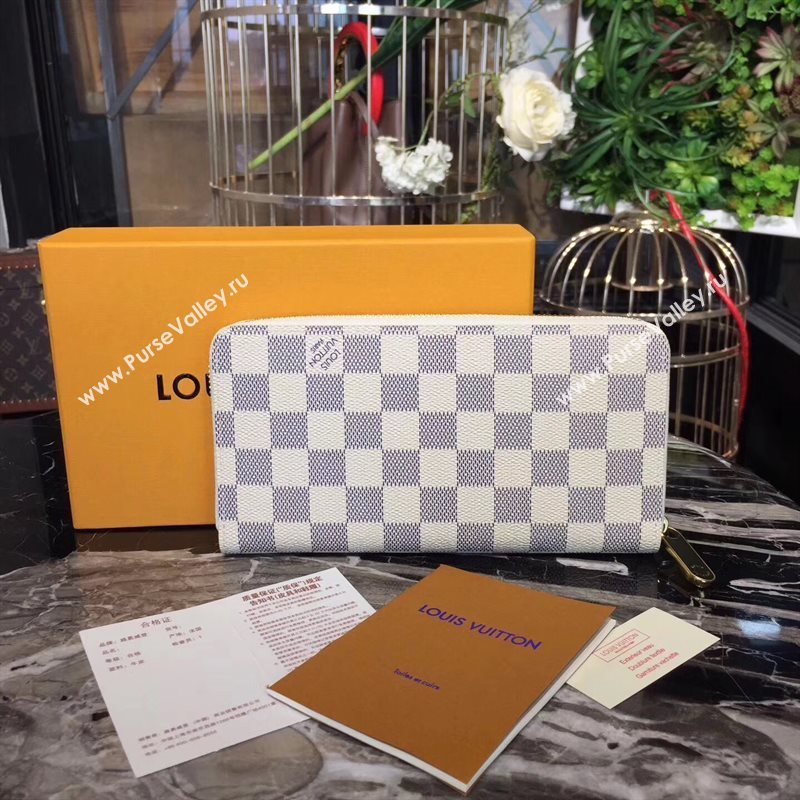 N60058 LV Louis Vuitton Zippy Wallet Purse Damier Giraffe Bag White 6888
