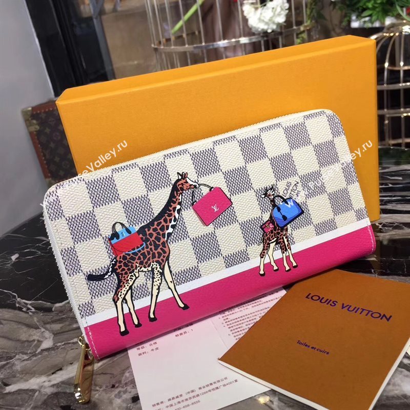 N60058 LV Louis Vuitton Zippy Wallet Purse Damier Giraffe Bag White 6888