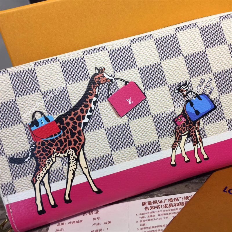 N60058 LV Louis Vuitton Zippy Wallet Purse Damier Giraffe Bag White 6888