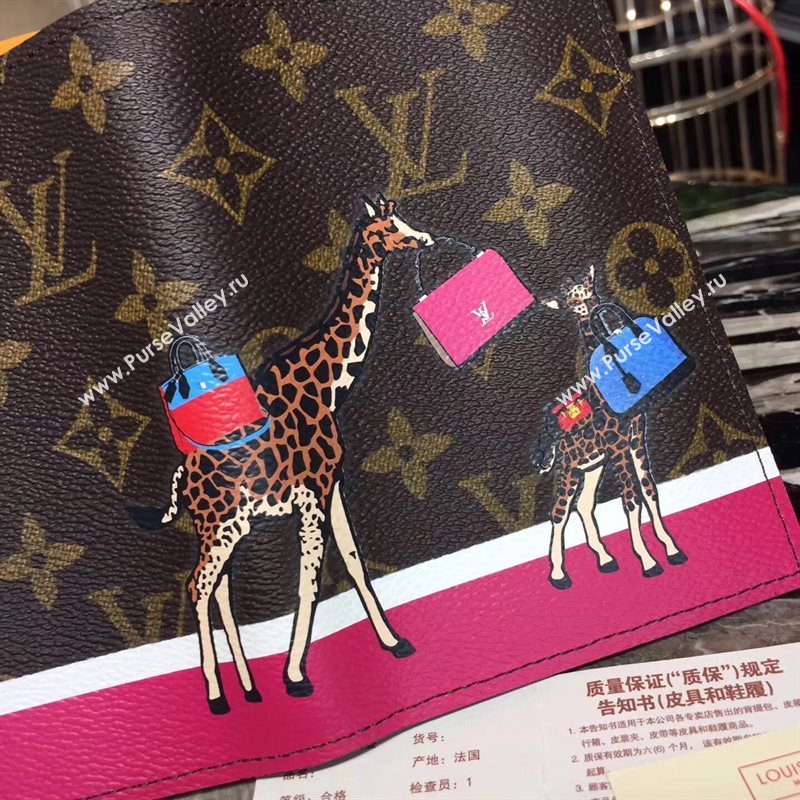 M62089 LV Louis Vuitton Passport Cover Purse Monogram Giraffe Bag Brown 6889