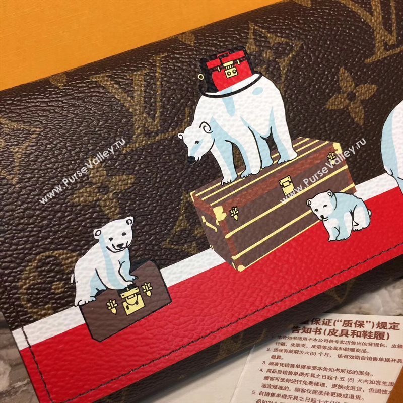 M62086 LV Louis Vuitton Sarah Wallet Purse Monogram Polar bear Handbag Red 6891