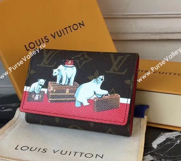 M62090 LV Louis Vuitton Victorine Wallet Purse Monogram Polar bear Handbag Red 6892