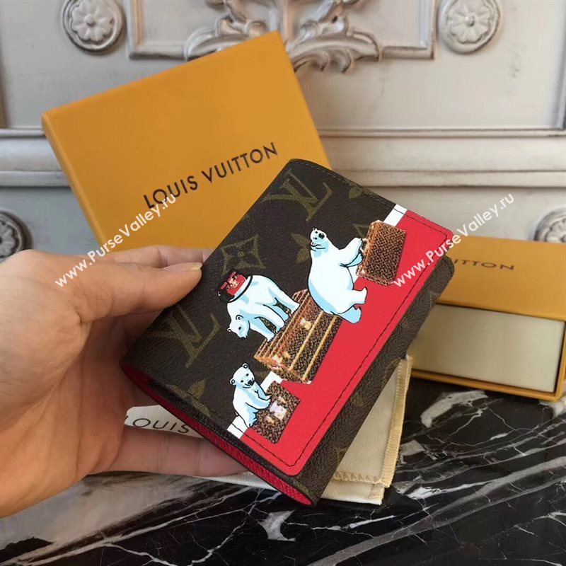 M62090 LV Louis Vuitton Victorine Wallet Purse Monogram Polar bear Handbag Red 6892