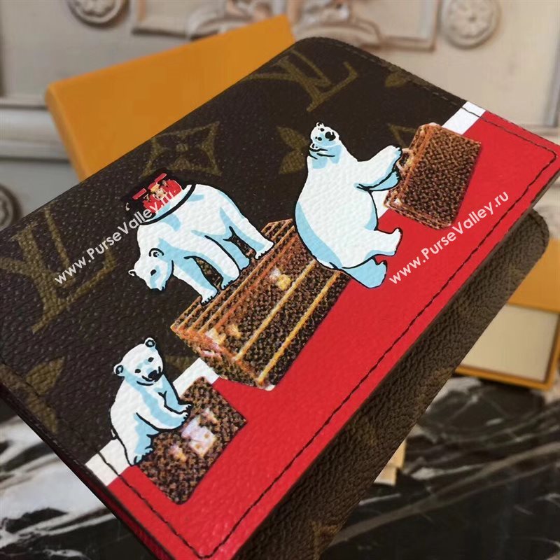 M62090 LV Louis Vuitton Victorine Wallet Purse Monogram Polar bear Handbag Red 6892
