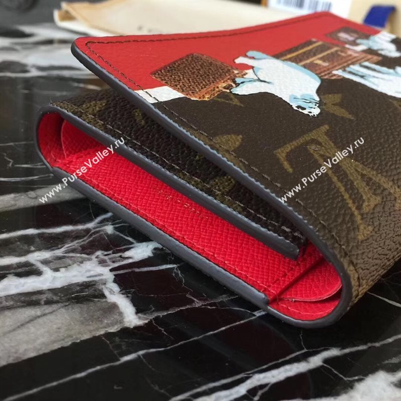M62090 LV Louis Vuitton Victorine Wallet Purse Monogram Polar bear Handbag Red 6892