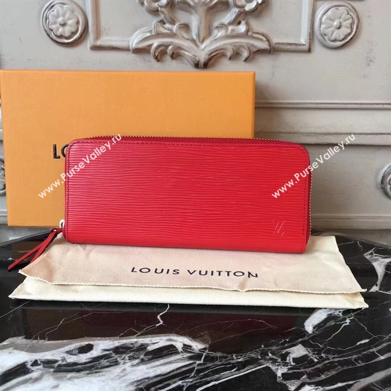 M60913 LV Louis Vuitton Clemence Wallet Purse Epi Leather Bag Red 6893