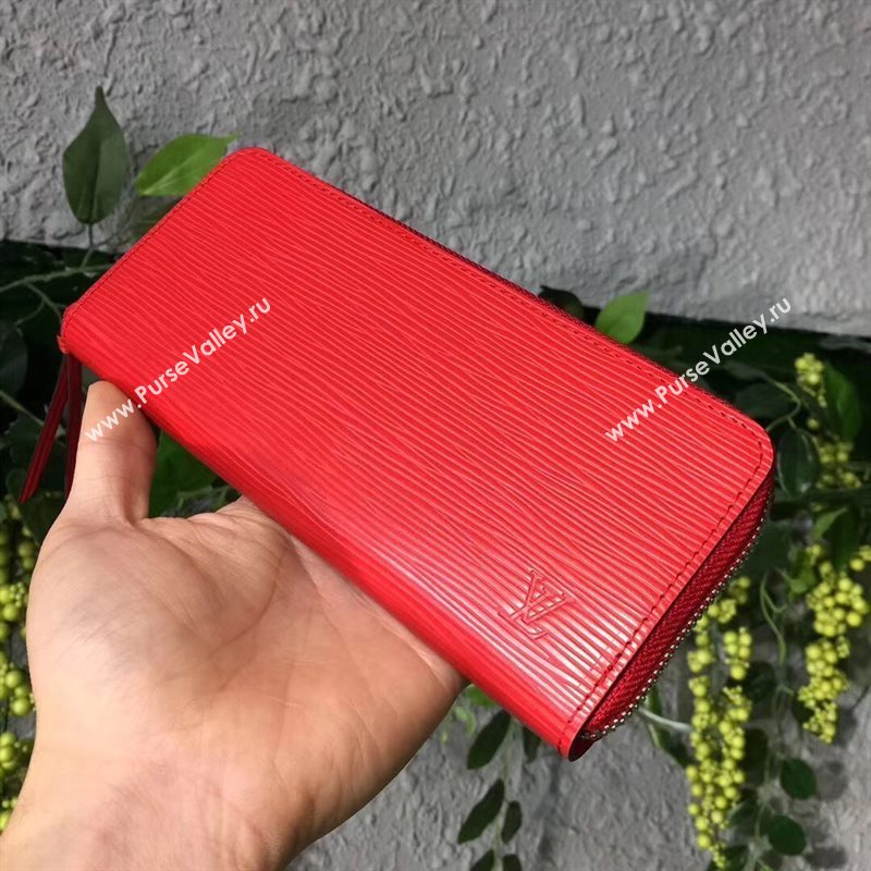M60913 LV Louis Vuitton Clemence Wallet Purse Epi Leather Bag Red 6893