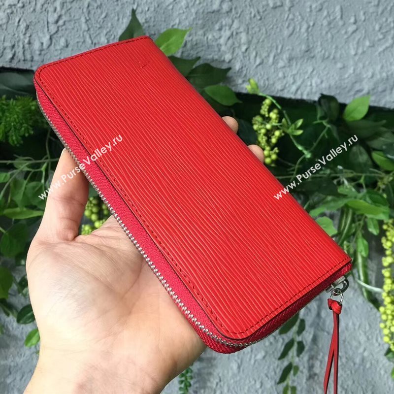 M60913 LV Louis Vuitton Clemence Wallet Purse Epi Leather Bag Red 6893