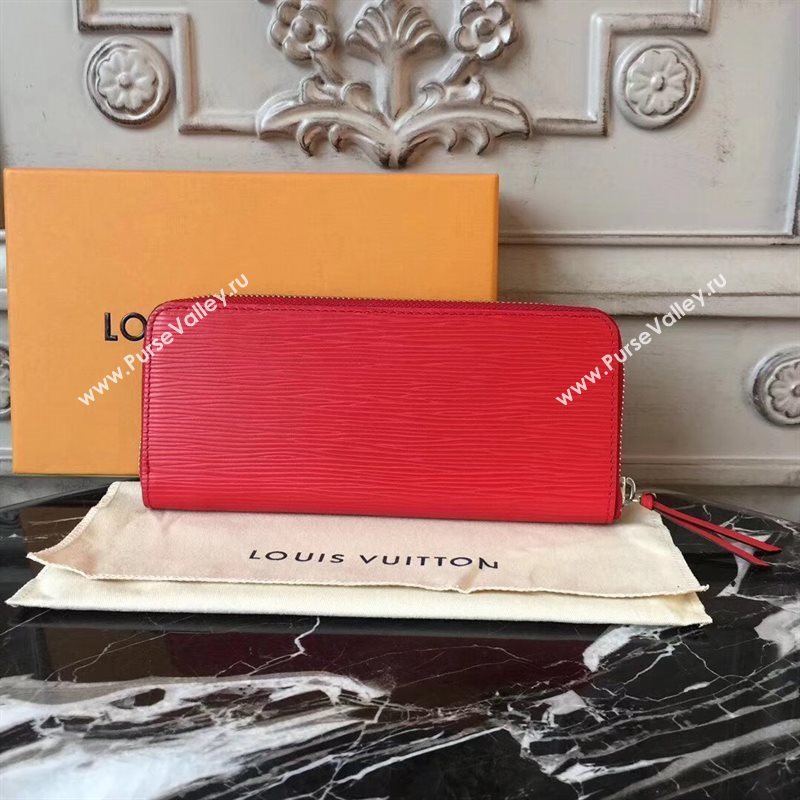 M60913 LV Louis Vuitton Clemence Wallet Purse Epi Leather Bag Red 6893