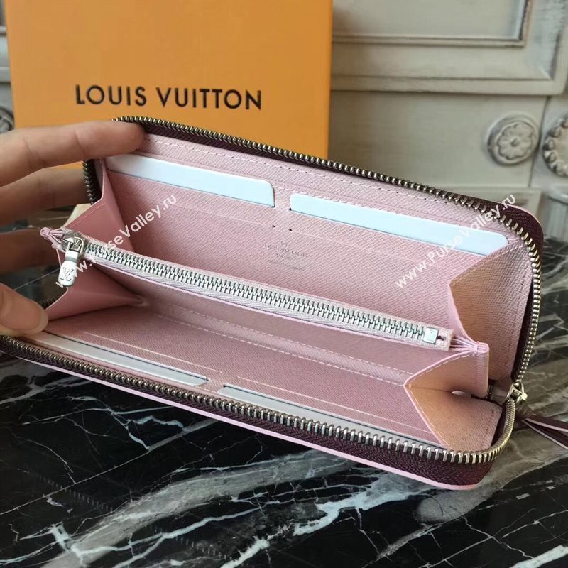 M64307 LV Louis Vuitton Clemence Wallet Purse Epi Leather Bag Wine 6894