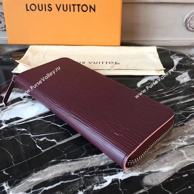 M64307 LV Louis Vuitton Clemence Wallet Purse Epi Leather Bag Wine 6894
