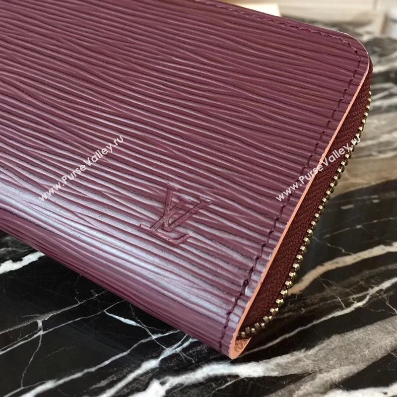 M64307 LV Louis Vuitton Clemence Wallet Purse Epi Leather Bag Wine 6894