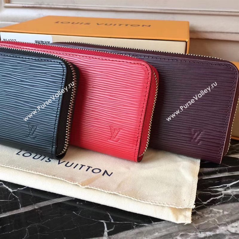 M60915 LV Louis Vuitton Clemence Wallet Purse Epi Leather Bag Black 6895