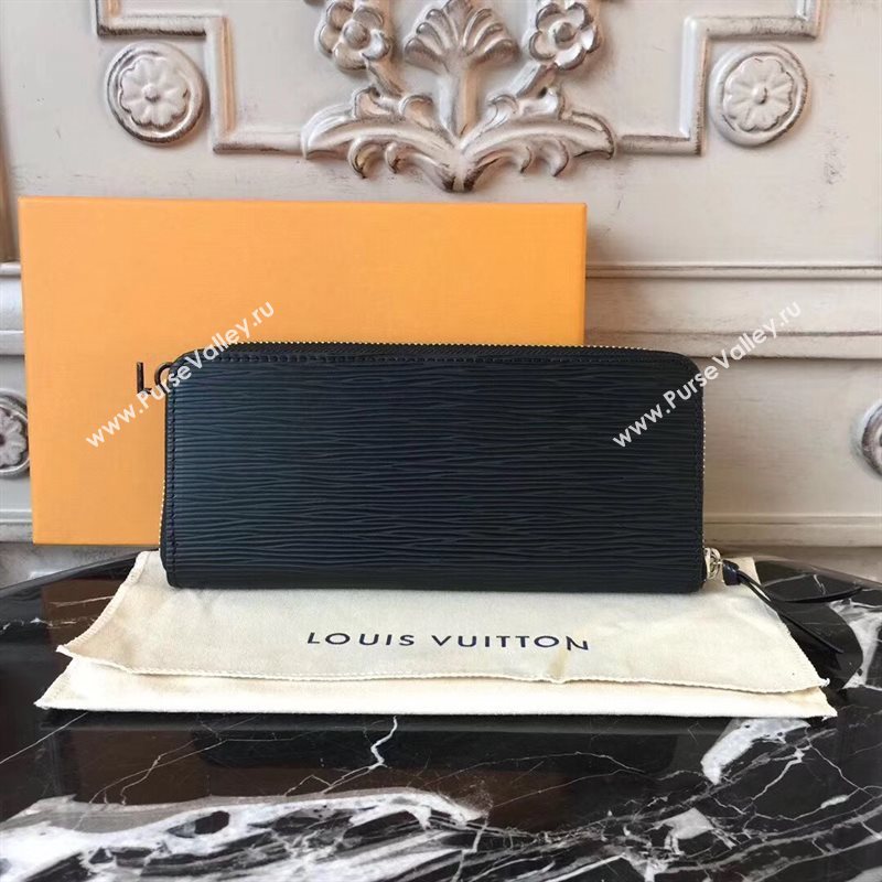 M60915 LV Louis Vuitton Clemence Wallet Purse Epi Leather Bag Black 6895