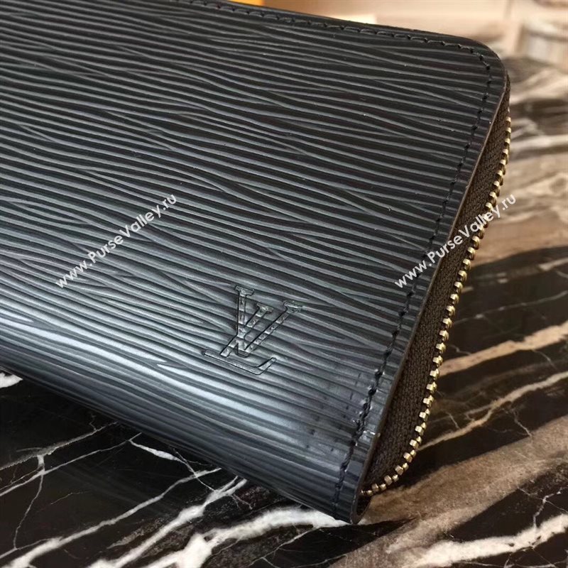 M60915 LV Louis Vuitton Clemence Wallet Purse Epi Leather Bag Black 6895