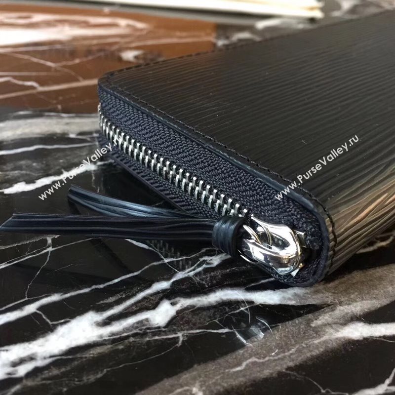 M60915 LV Louis Vuitton Clemence Wallet Purse Epi Leather Bag Black 6895