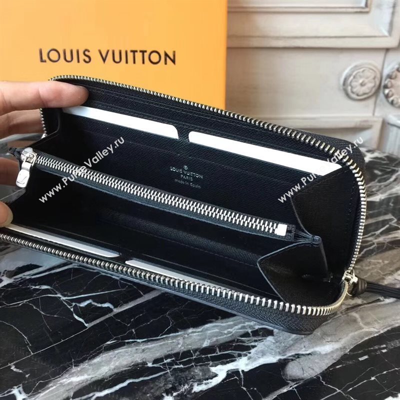 M60915 LV Louis Vuitton Clemence Wallet Purse Epi Leather Bag Black 6895