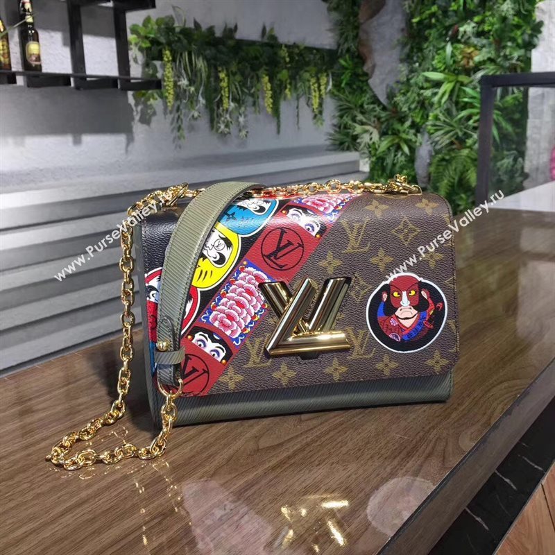 M43497 LV Louis Vuitton Twist MM Handbag Monogram Kabuki Shoulder Bag Brown 6897