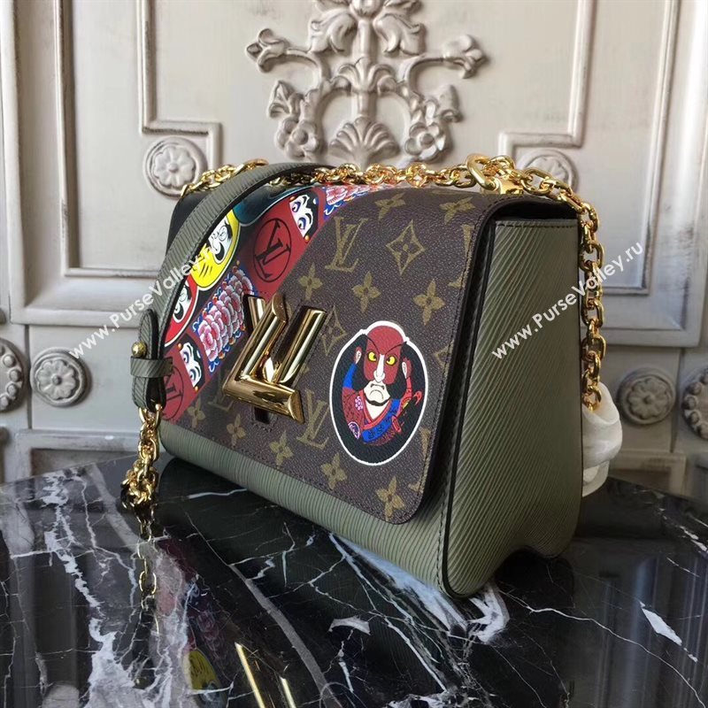 M43497 LV Louis Vuitton Twist MM Handbag Monogram Kabuki Shoulder Bag Brown 6897