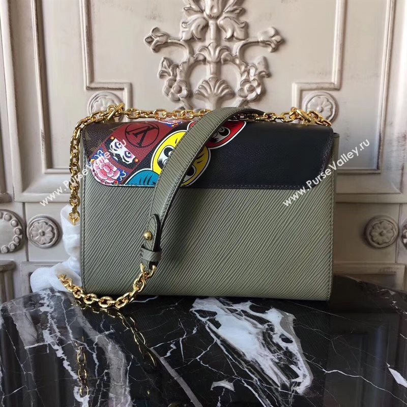 M43497 LV Louis Vuitton Twist MM Handbag Monogram Kabuki Shoulder Bag Brown 6897