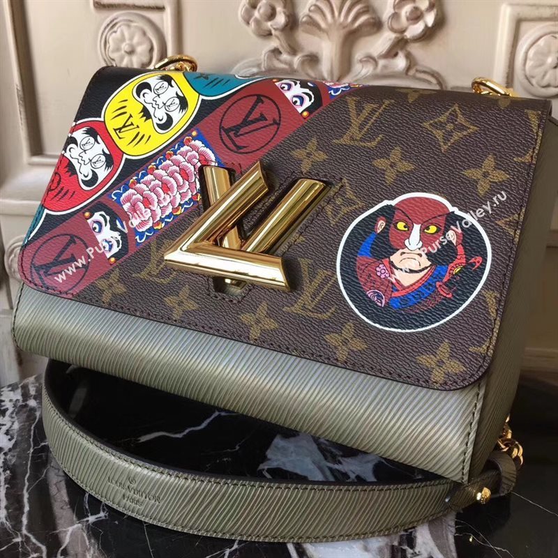 M43497 LV Louis Vuitton Twist MM Handbag Monogram Kabuki Shoulder Bag Brown 6897