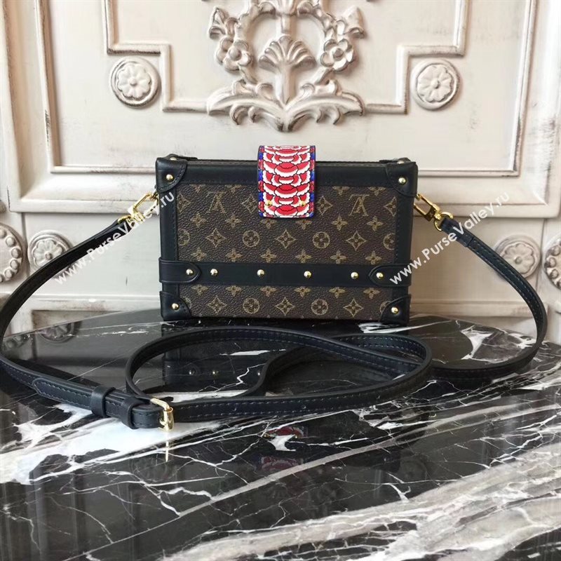 M43544 LV Louis Vuitton Petite Malle Handbag Monogram Kabuki Shoulder Bag Brown 6898