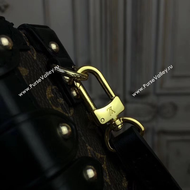 M43544 LV Louis Vuitton Petite Malle Handbag Monogram Kabuki Shoulder Bag Brown 6898