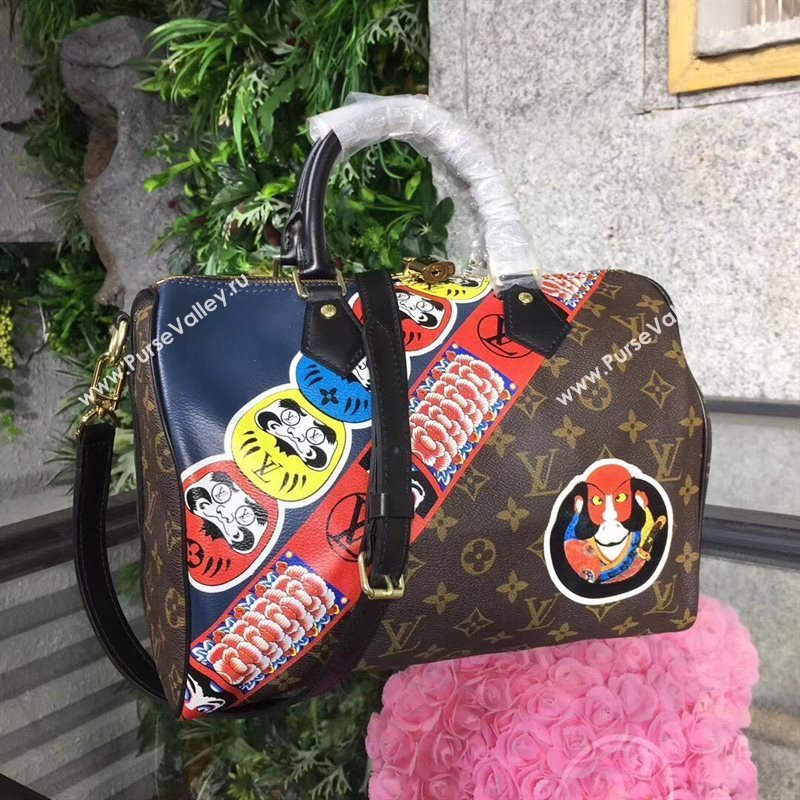 M41047 LV Louis Vuitton Speedy 30 Handbag Monogram Kabuki Bag Black 6899