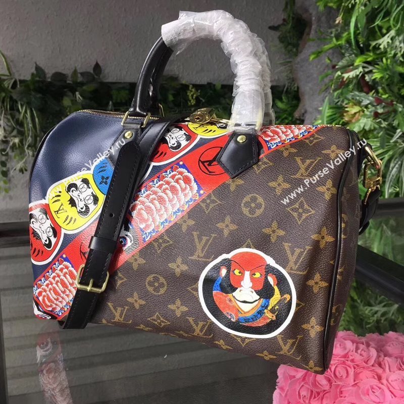 M41047 LV Louis Vuitton Speedy 30 Handbag Monogram Kabuki Bag Black 6899