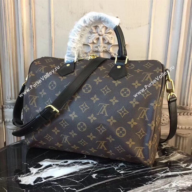 M41047 LV Louis Vuitton Speedy 30 Handbag Monogram Kabuki Bag Black 6899