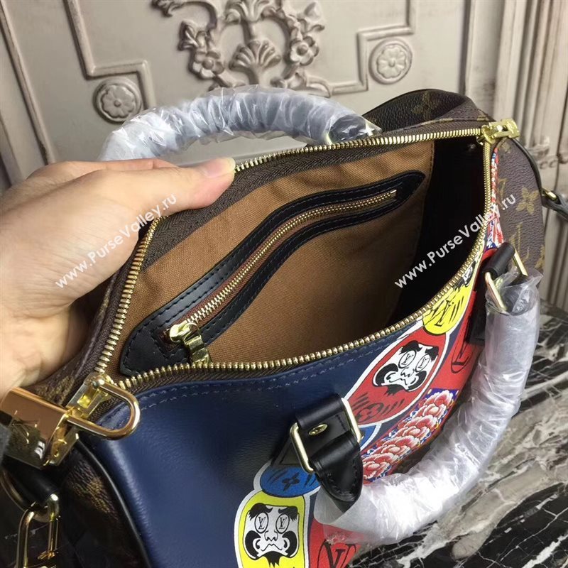 M41047 LV Louis Vuitton Speedy 30 Handbag Monogram Kabuki Bag Black 6899