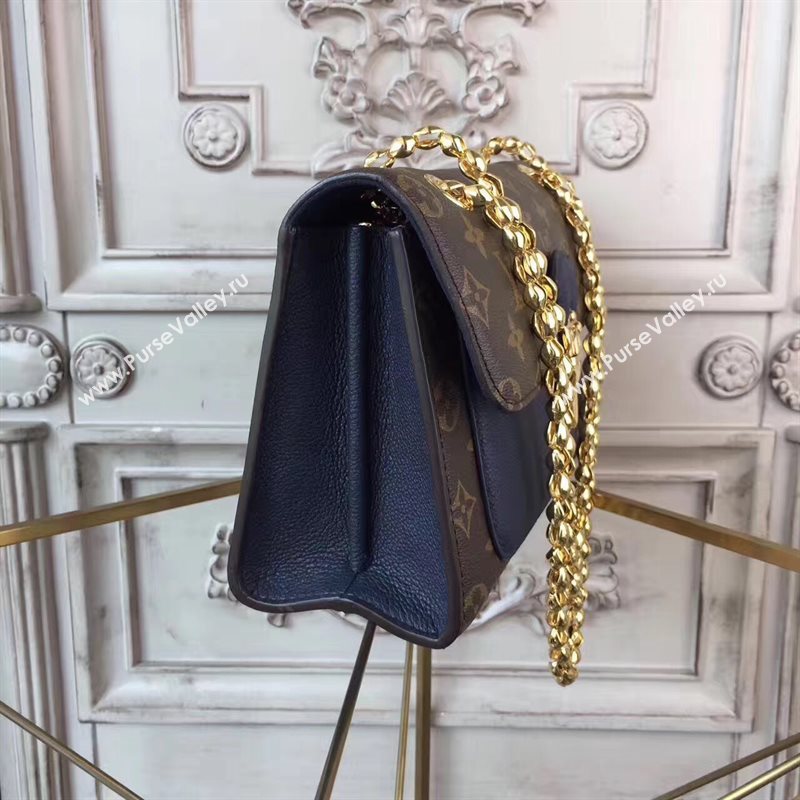 M44038 LV Louis Vuitton Victoire Chain Handbag Monogram Leather Shoulder Bag Navy 6802