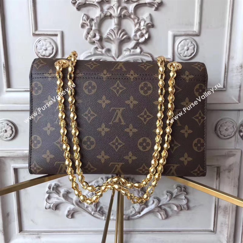M44038 LV Louis Vuitton Victoire Chain Handbag Monogram Leather Shoulder Bag Navy 6802