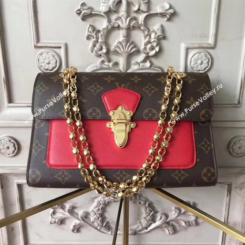 M41731 LV Louis Vuitton Victoire Chain Handbag Monogram Leather Shoulder Bag Red 6803