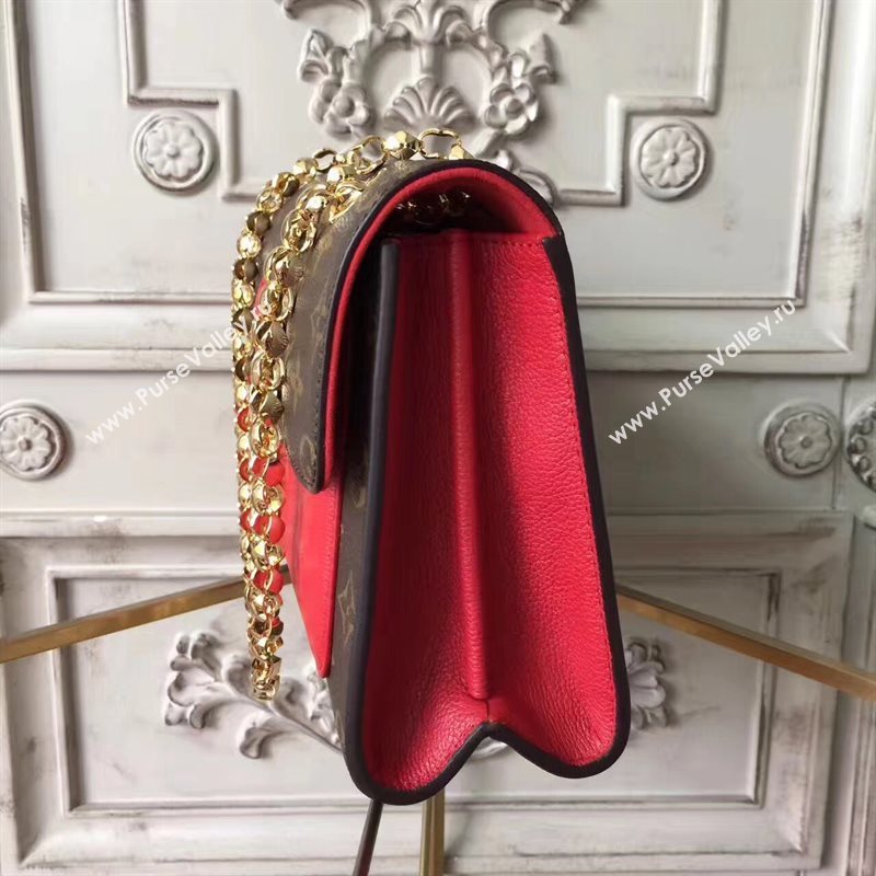 M41731 LV Louis Vuitton Victoire Chain Handbag Monogram Leather Shoulder Bag Red 6803
