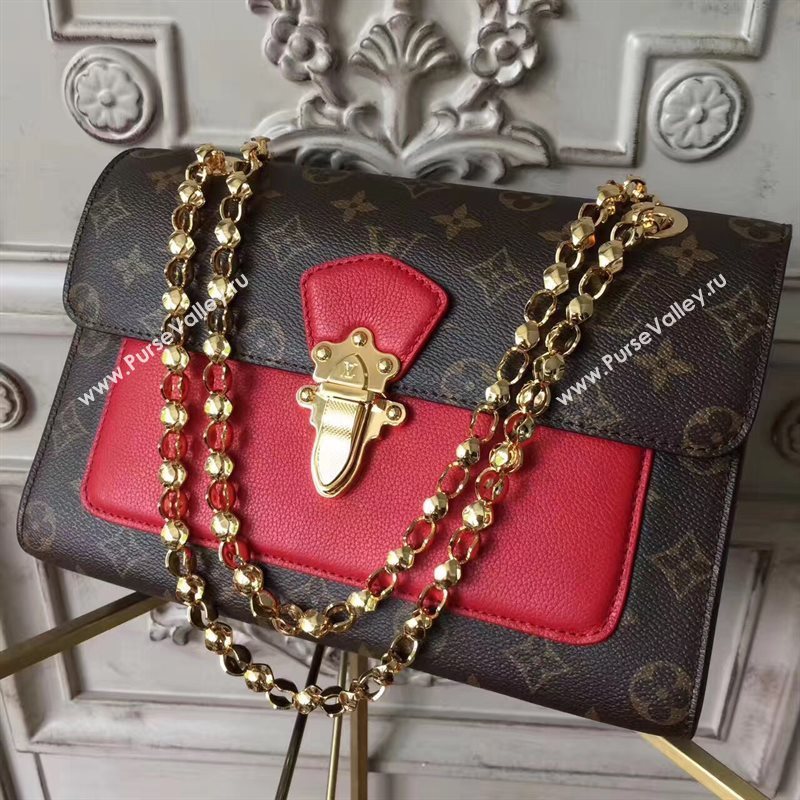 M41731 LV Louis Vuitton Victoire Chain Handbag Monogram Leather Shoulder Bag Red 6803