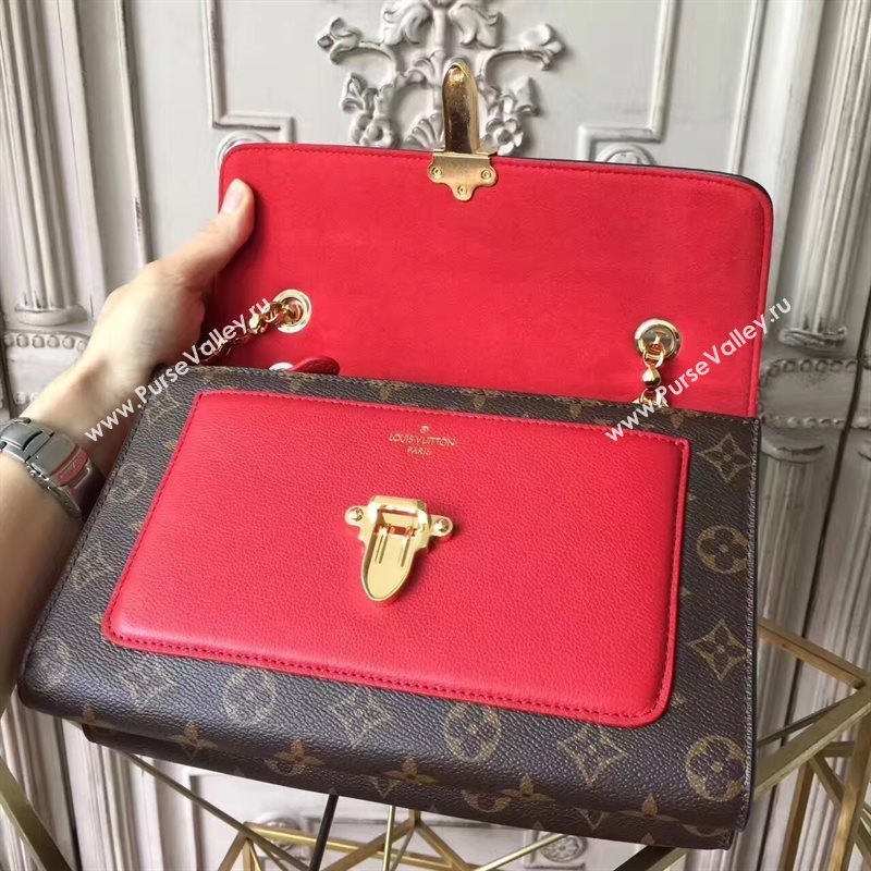 M41731 LV Louis Vuitton Victoire Chain Handbag Monogram Leather Shoulder Bag Red 6803