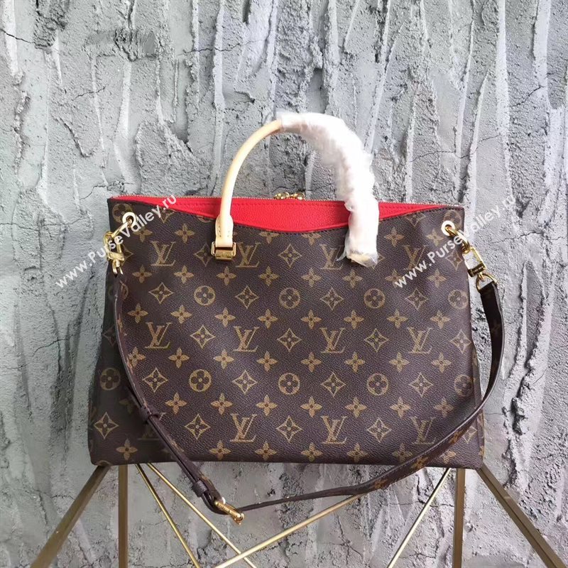 LV Louis Vuitton Pallas Tote Handbag Monogram Shoulder Bag Red M41175 6816