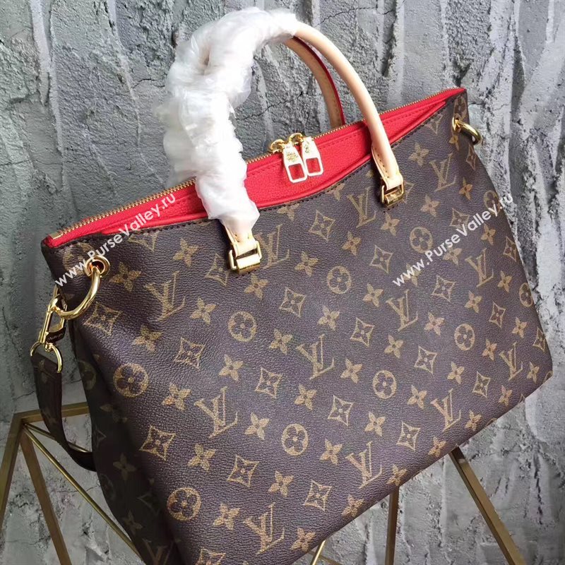 LV Louis Vuitton Pallas Tote Handbag Monogram Shoulder Bag Red M41175 6816