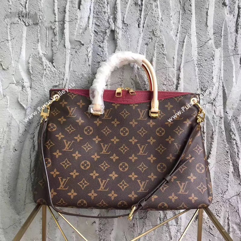 LV Louis Vuitton Pallas Tote Handbag Monogram Shoulder Bag Maroon M40906 6817