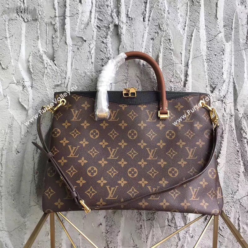 LV Louis Vuitton Pallas Tote Handbag Monogram Shoulder Bag Black M41064 6818