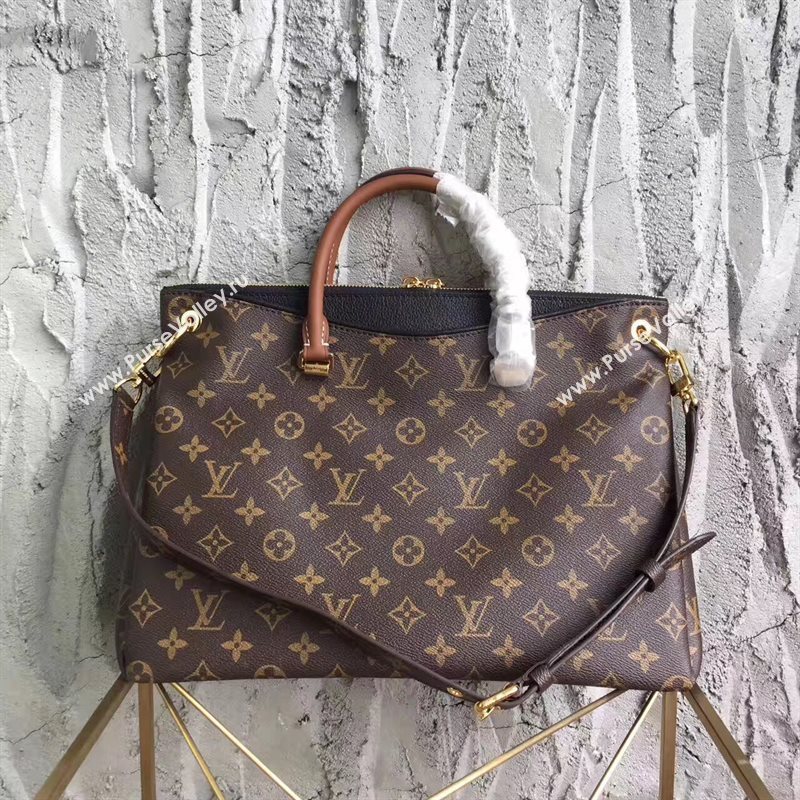 LV Louis Vuitton Pallas Tote Handbag Monogram Shoulder Bag Black M41064 6818