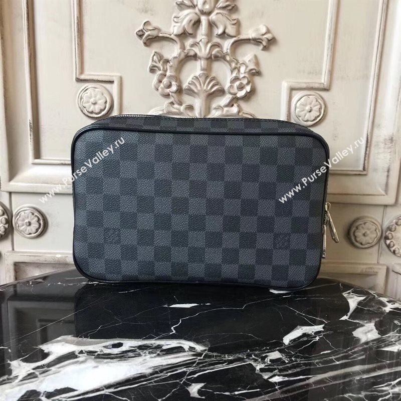 LV Men Louis Vuitton Toilet Pouch GM Handbag Damier Canvas Zipper Bag Gray N47521 6826